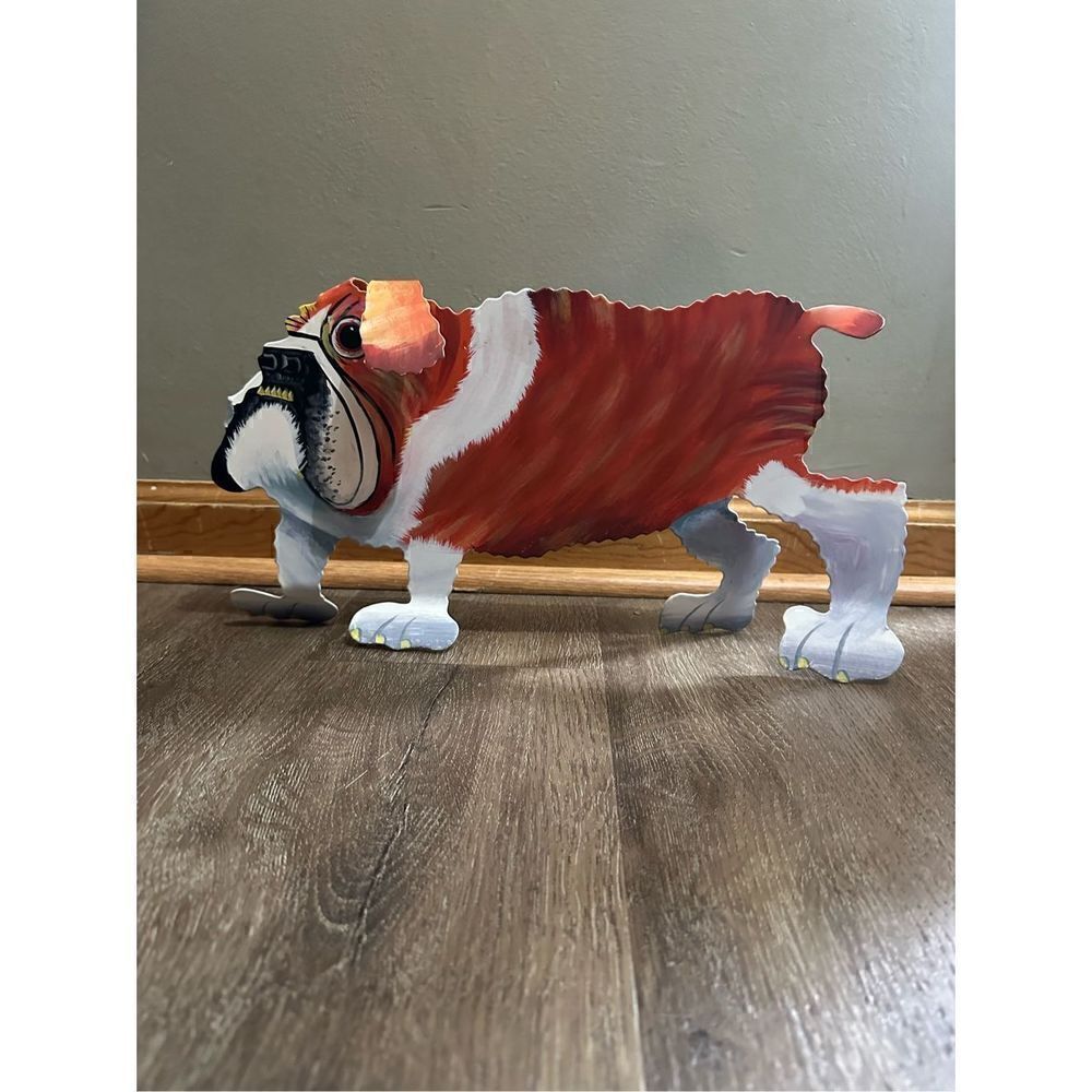Vintage Bella Casa by Ganz Metal Art Bulldog Stand Up Decor New Old Stock 16”